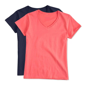 Camisetas de Primera Calidad, Diseño Personalizado, Camiseta Negra de Algodón Puro y Poliéster, Cuello en V, Cómoda, de Manga Corta para Mujer - Product Image 3