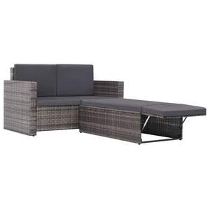 Conjunto de Sofá Mediano de Ratán en Gris y Gris Oscuro, Ratán Sintético y Poliéster para Muebles de Patio - Product Image 4