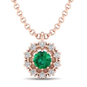 REYES Lujoso Collar con Colgante de Esmeralda de Corte Brillante de 0.5 Quilates para Mujer, Certificado GRA, Joyería de Moissanita en Oro de 14K - Product Image 5