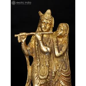 8 pouces en laiton fait à la main Radha Krishna idole article de décoration pour la maison pour les cadeaux fabriqués en Inde - Product Image 3