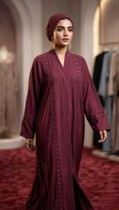 Black Dubai Muslim Women Abaya <b>Dress</b> with Hijab Elegant Beads Stones Hand Work Modest Abaya Style New Collections 2026 - Product Image 4