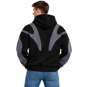 Sudadera con capucha de algodón y forro polar para hombre, diseño en contraste, estilo oversize, streetwear, proveedor de producción a granel de sudaderas con capucha para hombre con corte y costura. - Product Image 2