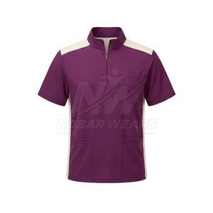 Blouse médicale à demi-zip, col montant, manches courtes et construction fonctionnelle pour usage quotidien - Product Image 2