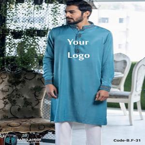 2024 hombres de alta calidad Panjabi Kurta transpirable 100% algodón Casual vestido bordado de talla grande de la fábrica de Bangladesh - Product Image 5