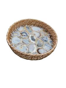 Juego de bandeja de ratán Redonda India hecha a mano asequible y mejorada con Incrustaciones de nácar para mesa de lujo que sirve REGALOS FESTIVOS - Product Image 4