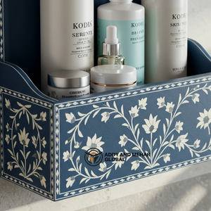 Organizador de Baño de Madera Azul – Estante de Pared Compacto para Decoración Moderna del Hogar - Product Image 2