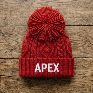 Gorro de Punto Rojo Apex, Unisex, Invierno, Casual, con Letra Bordada, Cálido, 56-58CM, Tejido a Mano, Acrílico - Product Image 2