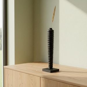 Art Deco Black Wood Handmade Wedding Decorative Floor Tabletop Flower Vase for Living Room Home Decor - Product Image 4