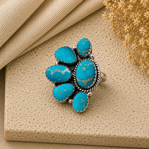 Bague en argent turquoise Blue Bird, faite à la main, style bohème du Sud-ouest, bijoux pour femmes, bague turquoise tendance, cadeau - Product Image 2