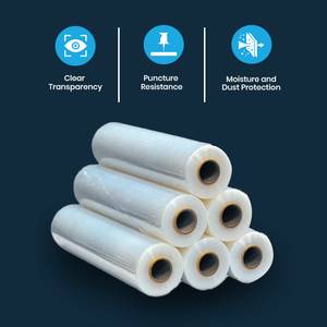 Film étirable transparent de qualité alimentaire HDPE imperméable, rouleau d'emballage uni, 12 pouces x 550 mètres |   Emballage pour supermarchés et épiceries - Product Image 2