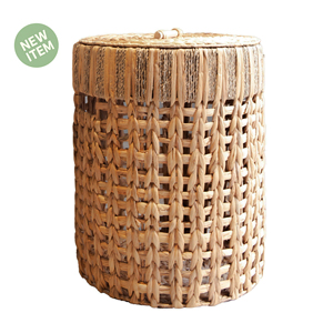 Cesta de Almacenamiento Hecha a Mano HS 3407N/3, Ecológica, de Color Natural, de Jacinto de Agua, con Tapa, para Solución de Almacenamiento de Ropa - Product Image 1