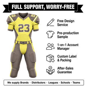 Ensemble d'uniformes de football américain personnalisés en polyester, col en V, manches courtes, tissu respirant, pantalon ajusté, adulte - Product Image 4