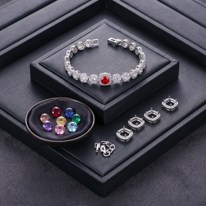 Red Lab Created Diamond Sterling Silver Certified Crown Pattern Trendy Statement <b>Bracelet</b> Oval Clasp Chain 7.5inches Women - Product Image 5