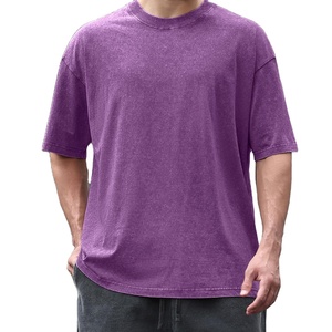 T-shirt en coton rétro délavé à l'acide, coupe ample, col rond, style streetwear, tee-shirt d'été pour homme - Product Image 3