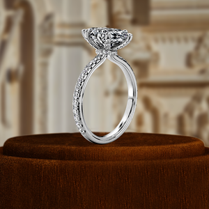 Anillo de compromiso de oro macizo de 14K con diamante de laboratorio de 1.5CT, corte marquesa de 6 puntas, solitario, pavé, para boda, fiesta o promesa. - Product Image 2