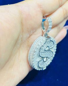 Moissanite Iced Out S <b>Initial</b> Pendant Luxury Hip Hop Statement <b>Necklace</b> Sparkling Letter Jewelry For Men And Women - Product Image 4