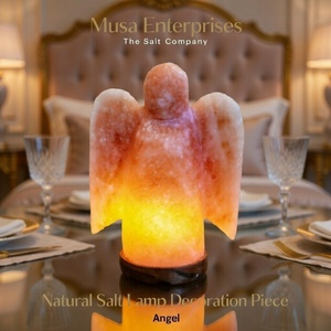 Lampe en sel rose de l'Himalaya naturel, pièce décorative sculptée en forme d'ange, veilleuse relaxante, cadeau bien-être pour la maison et le spa - Product Image 4