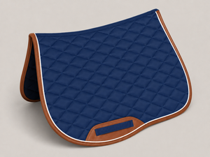 Almohadilla de Silla de Montar Acolchada Azul Marino para Salto Ecuestre, Transpirable, Absorbente de Impactos, con Ribete Marrón, para Entrenamiento Profesional - Product Image 2
