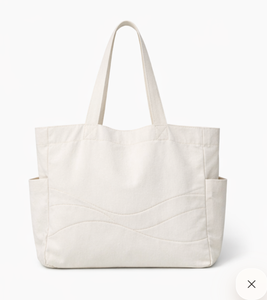 Sacs fourre-tout publicitaires pliables en toile de coton personnalisés avec motif brodé pour femmes, sacs de plage et de shopping à bandoulière - Product Image 3