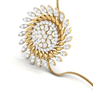 Collar con Colgante de Flor Radiante Chapado en Oro de 18K, Medallón Espiral 3D, Diamantes Premium y Hoja con Racimo de Diamantes, Joyería Fina - Product Image 2