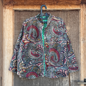 <b>Women's</b> Unisex Floral Print Velvet Bomber <b>Jacket</b> Drawstring Closure Full-Length Three-Quarter Sleeves 100% Cotton Quick-Dry - Product Image 4