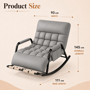 Fauteuil à bascule réglable avec repose-pieds pliable, coussin en cuir PU, chaise longue d'intérieur et d'extérieur - Product Image 3