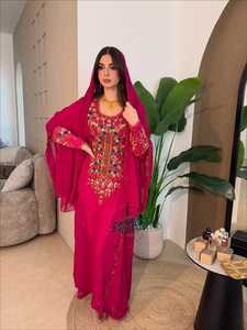 Wholesale Ethnic Wedding Evening Party Wear <b>Kaftan</b> High Neck Flared Hem Long Sleeve Floor Length Lightweight <b>Plus</b> <b>Size</b> Polyester - Product Image 3