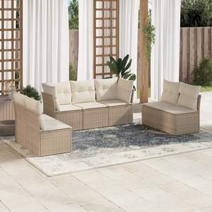 Ensemble de grands canapés de jardin à pieds réglables en rotin PE beige Meubles de jardin réglables - Product Image 1