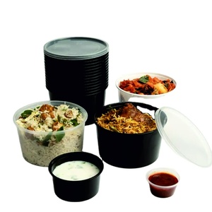 Amazing Offer on PP Plastic Round 500ml Detachable Black/ Transparent <b>Containers</b> for Food Packaging & Serving at Low Price - Product Image 1