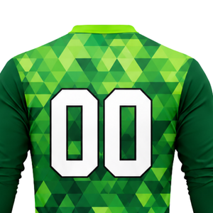 ชุดวอลเลย์บอลชาย สีเขียว-ดำ แบบซับลิเมชั่น เสื้อแขนยาวและกางเกงขาสั้น ชุดกีฬาระบายอากาศได้ดี สำหรับฝึกซ้อมและแข่งขัน - Product Image 5