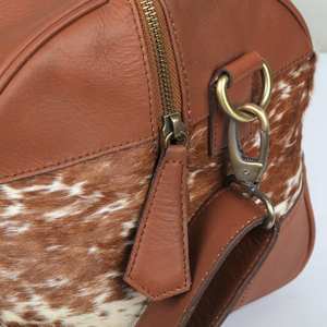 Bolsa de Viaje de Cuero Vacuno Vintage, Bolsa de Fin de Semana de Gran Capacidad, Hecha a Mano, Duradera, con Cierre, Portátil LHDB-0086 - Product Image 5