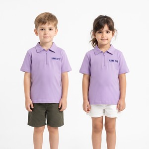 Camiseta Polo Unisex para Niños, 100% Algodón, Estilo Casual, Personalizable con Etiqueta Privada, Cuello Camisero con Cierre de Cremallera, Manga Corta - Product Image 1