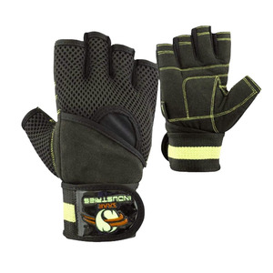 High Grip Leather Gym <b>Gloves</b> for Weightlifting Padded Workout <b>Gloves</b> with Wrist Wraps for Powerlifting and Fitness - Product Image 1