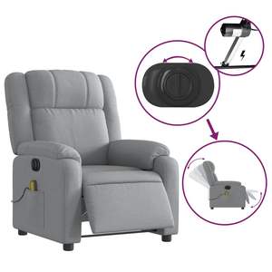 Fauteuil inclinable électrique gris clair avec fonction massage - Product Image 5