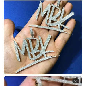 Colgante de Letra Personalizado de Moissanita, Plata de Ley 925, Estilo Hip Hop Iced Out, Collar con Nombre Personalizado, Colgante de Letra Personalizada - Product Image 2
