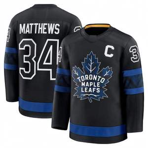 Maillot de hockey sur glace des Maple Leafs de Toronto pour homme INDEX, noir, manches longues, col en V, sublimé, coupe classique, vêtements de sport pour adultes - Product Image 3