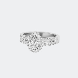 แหวนเพชรทรงลูกแพร์ 1.15 กะรัต - ดีไซน์ฮาโลแบบประดับเพชรสองชั้น - Product Image 5