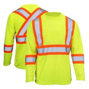 เสื้อยืดนิรภัยแขนยาวแบบสะท้อนแสงสำหรับผู้ชาย HSI ระดับ CLASS 2 เสื้อทำงานสะท้อนแสง รับสกรีนโลโก้ ชุดทำงานก่อสร้างบนถนน - Product Image 5