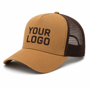 Custom Trucker <b>Cap</b> 5-Panel Structured Mesh Back Cotton Twill Front Embroidery Logo Unisex Adjustable Adult Casual <b>Hat</b> - Product Image 1