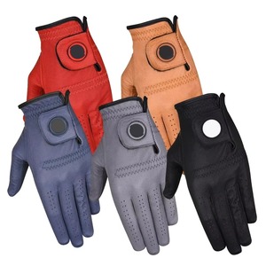 Gant de golf en cuir véritable rouge, main droite, antidérapant, à enfiler, unisexe, pour le sport - Product Image 2