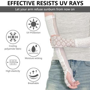 Manches en dentelle blanche pour hommes, protection anti-UV, longueur intégrale, design tendance, haute qualité, design personnalisé, viscose/polyester - Product Image 6