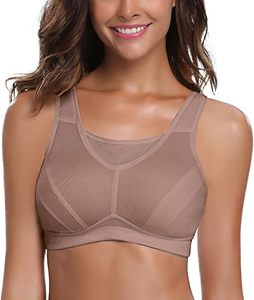 Soutien-gorge de sport respirant à séchage rapide pour femmes grandes tailles, fermeture avant, S à 4XL, beige, Spandex Nylon - Product Image 1