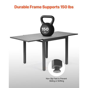 Tavolo da Pranzo da Esterno Espandibile 32-63 Pollici, Rettangolare con Telaio in Alluminio e Doghe in Acciaio, Tavoli da Bistrot per Giardino per 4-6 Persone - Product Image 4