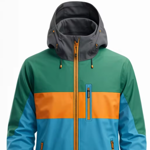 Veste Softshell Homme Hiver Entièrement Imperméable et Respirante à Capuche Col Montant avec Logo Frontal en Polyester Anti-Intempéries pour Activités Extérieures - Product Image 1