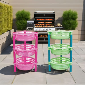 Chariot de rangement multifonctionnel 3-en-1 pliable et réglable en plastique certifié ISO, écologique et durable pour petits espaces - Product Image 4