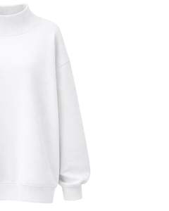 Sudadera de Forro Polar Blanca Personalizada para Mujer, Cuello Alto, Estilo Holgado, Informal, Cálida para Invierno, de Algodón y Poliéster, Ajuste Holgado, Top de Moda - Product Image 4