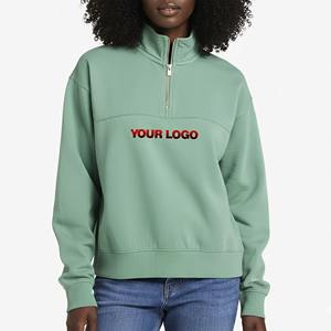 เสื้อสเวตเชิ้ตผู้หญิงคุณภาพสูง แขนริบ ซิปหน้า สไตล์เรียบง่าย สำหรับฤดูใบไม้ร่วง ขายส่ง จัดส่งเร็ว รับผลิตตามแบบ - Product Image 1