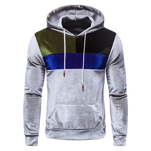 Sudadera con Capucha para Hombre, Diseño Color Block, con Bolsillo, Corte Regular, Estilo Casual, Gris, Azul, Verde, Negro, Diseño de Parches - Product Image 1