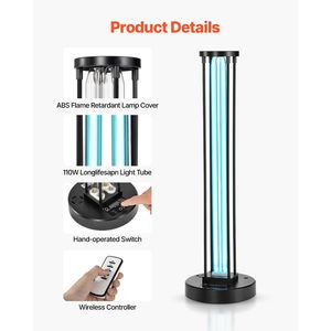 Lampada Disinfettante UV da 55W con Purificatore di Ozono e Timer a 3 Velocità UVC 30/60/120 Min con Telecomando per Ambienti - Product Image 2