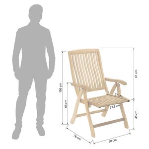Fauteuil de jardin pliable et inclinable en teck, moderne, écologique et haut de gamme, pour terrasse extérieure - Product Image 2